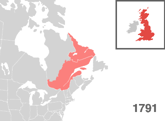 Lower Canada from 1791 to 1841 (Patriots' War in 1837, Canada East in 1841)