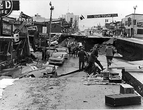 Image 22Earthquake damage in Anchorage (from History of Alaska)