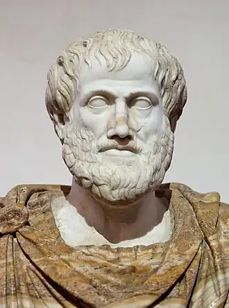 Photo of a marble bust of a bearded man