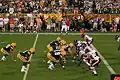 Green Bay sets up on offense at the 2-yard line
