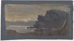 Blue Landscape, pastel on dark blue wove paper (16.5 x 29.4&nbsp;cm)