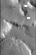 CTX context image showing location of next two HiRISE images. Location is Ismenius Lacus quadrangle.