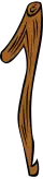 A wooden camp cooking pot hook