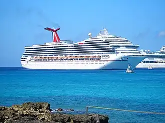 Cruise ship, Carnival Conquest anchored at Grand Cayman on 23 February 2006
