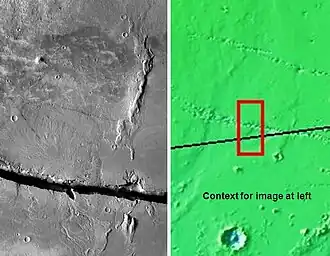 A Cerberus Fossae trough, as seen from THEMIS