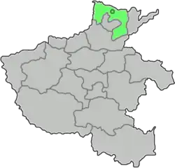 Location of Anyang City jurisdiction in Henan