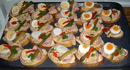 Image 51Obložené chlebíčky, a type of snack or appetizer (from Czech cuisine)