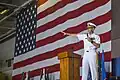 At the change of command ceremony in 2018