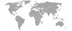 Map indicating locations of Cuba and Israel