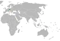Map indicating locations of Czech Republic and Nauru
