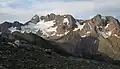 The eastern slope of The Steeples supports a small glacier