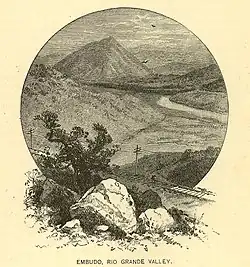 View of the mesa in 1885. The tracks for the Chili Line, now gone, can be seen in the foreground.
