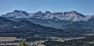 Flathead Range L→Rː Mt. Coulthard, Mt. McLaren, Andy Good Peak, Mt. Parrish, Chinook Peak