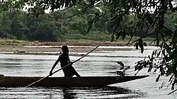 Man on the Mbomou river, between Bangassou and Ndu