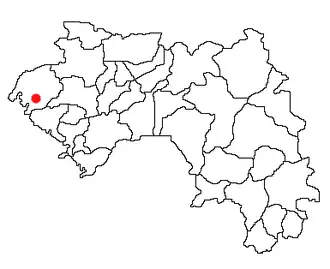 Location of Boké Prefecture and seat in Guinea