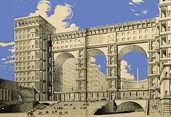 Ivan Fomin, P.V. Abrosimov, M.A. Minkus. This is the shortest, northern facade.