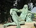Statue of Leonardo in the pose of a river god in Amboise
