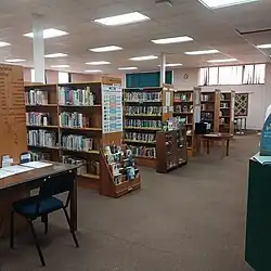 Library book stacks