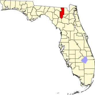 A state map highlighting Columbia County in the corner part of the state. It is medium in size and narrow in shape.