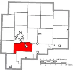 Location of Jackson Township in Guernsey County
