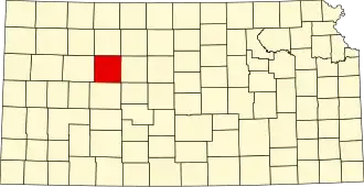 State map highlighting Trego County