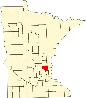 Map of Minnesota highlighting Anoka County