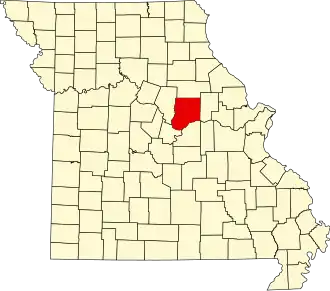 A state map highlighting Callaway County in the middle part of the state.