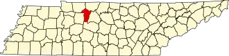 Map of Tennessee highlighting Cheatham County