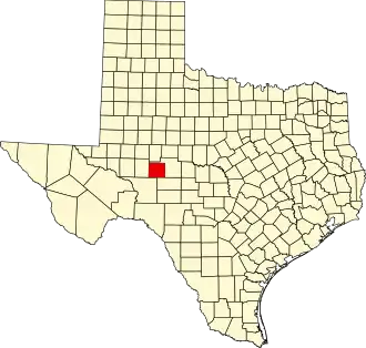 State map highlighting Irion County