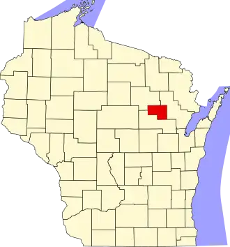 Map of Wisconsin highlighting Menominee County