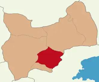 Map showing Korkut District in Muş Province