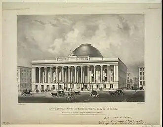Sketch of 55 Wall Street as it appeared in 1842