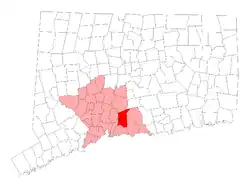 North Branford's location within New Haven County and Connecticut