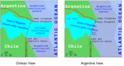 Two views of the east entrance of the Strait of Magellan