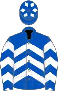 Royal blue and white chevrons, royal blue cap, white diamonds