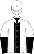 White, black stripe, halved sleeves, white cap