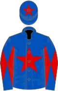 Royal blue, red star, diabolo on sleeves and star on cap