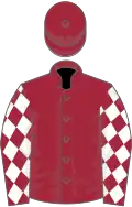 Maroon, white diamonds on sleeves