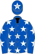 Royal blue, white stars, royal blue cap, white star