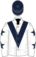 White, Dark Blue chevron, White sleeves, Dark Blue stars, Dark Blue cap