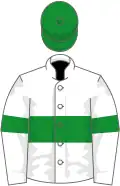 White, green hoop, armlets and cap