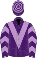 Purple, mauve chevron, chevrons on sleeves, hooped cap
