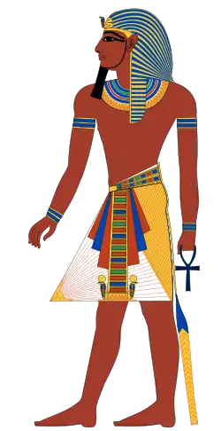 modern drawing of a pharaoh wearing a more ornate Shendyt