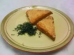 Shrimp toast with sesame seeds