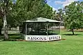 Relocated train station sign