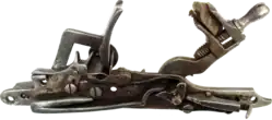 Internal view of a cocked snaphance lock