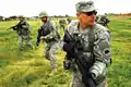 Members of the California State Military Reserve perform squad drills.