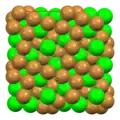 Space-filling model of the packing of Sr2+ and Br− ions in α-SrBr2