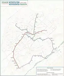 Image 46Tashkent Metro Map as of April 2023 (from Tashkent Metro)