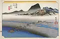 Kanaya-juku bordering the Ōi River in the 1830s